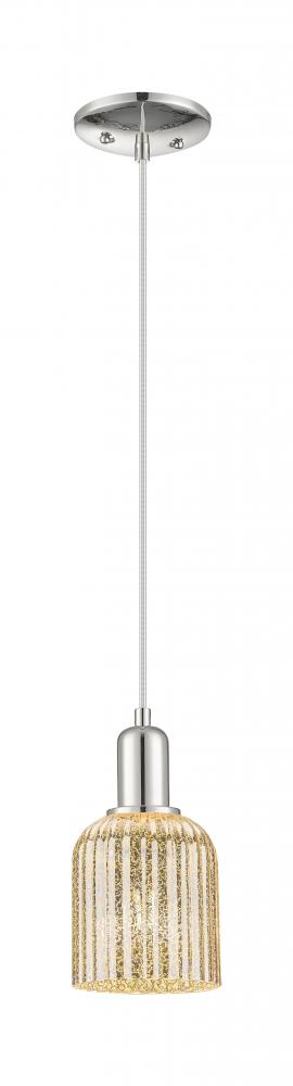 Bridal Veil - 1 Light - 6 inch - Polished Nickel - Cord hung - Mini Pendant