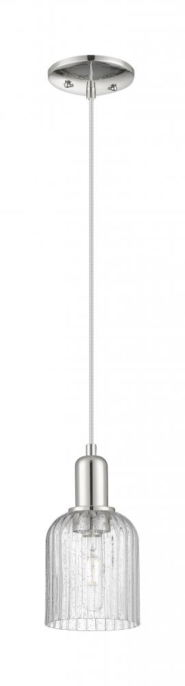 Bridal Veil - 1 Light - 6 inch - Polished Nickel - Cord hung - Mini Pendant