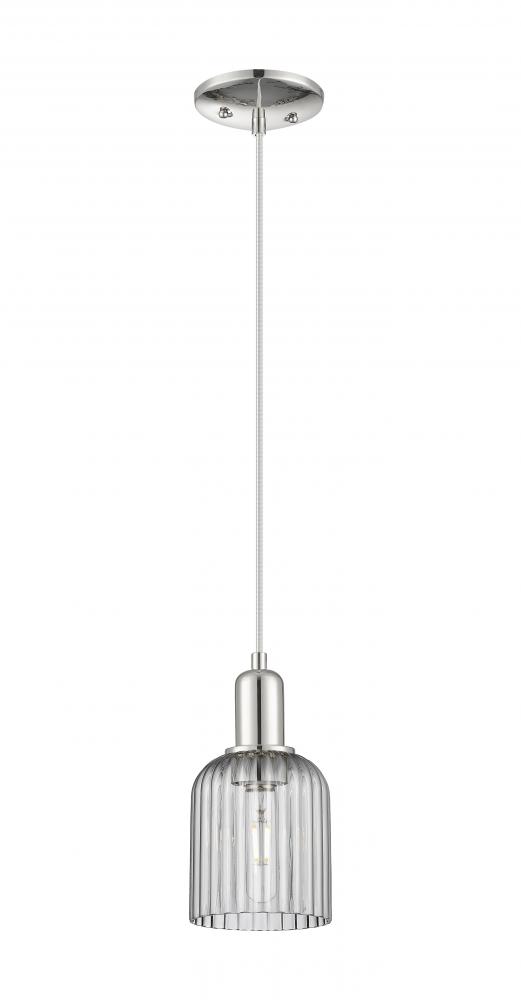 Bridal Veil - 1 Light - 6 inch - Polished Nickel - Cord hung - Mini Pendant