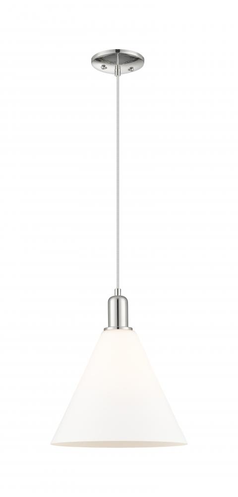 Berkshire Glass - 1 Light - 12 inch - Polished Nickel - Cord hung - Mini Pendant