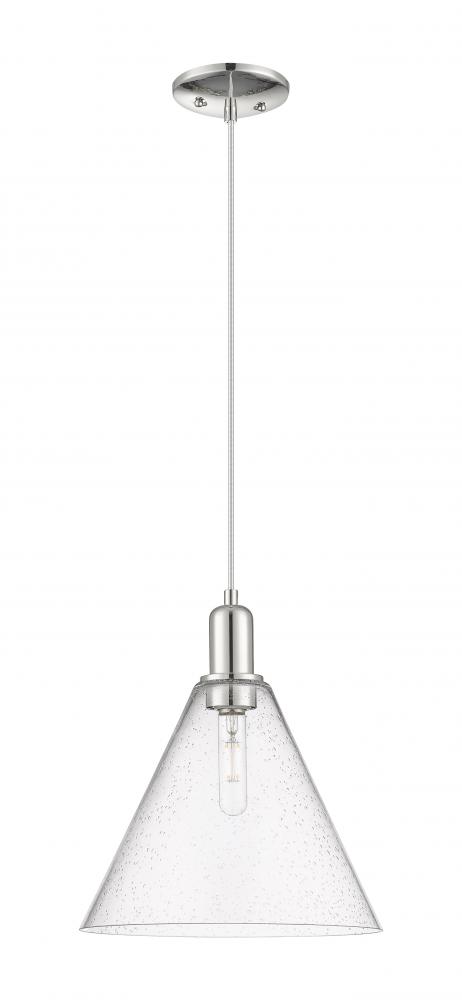 Berkshire Glass - 1 Light - 12 inch - Polished Nickel - Cord hung - Mini Pendant