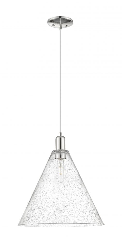 Berkshire Glass - 1 Light - 16 inch - Polished Nickel - Cord hung - Mini Pendant