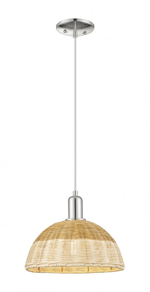 Natural Ballston Dome - 1 Light - 6 inch - Polished Nickel - Cord hung - Mini Pendant
