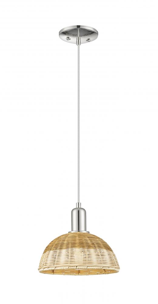 Natural Ballston Dome - 1 Light - 6 inch - Polished Nickel - Cord hung - Mini Pendant