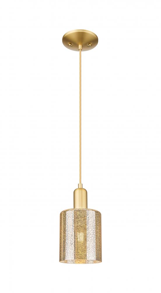 Cobbleskill - 1 Light - 5 inch - Satin Gold - Cord hung - Mini Pendant