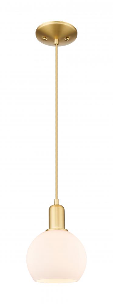 Athens - 1 Light - 6 inch - Satin Gold - Cord hung - Mini Pendant