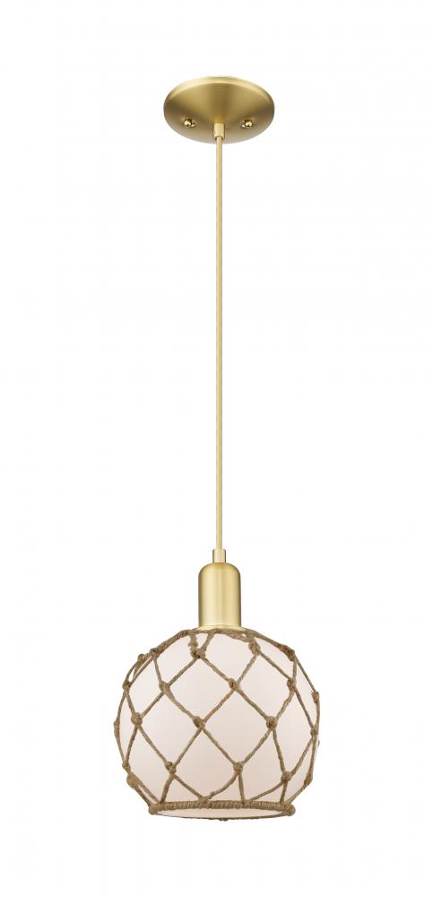 Farmhouse Rope - 1 Light - 8 inch - Satin Gold - Cord hung - Mini Pendant