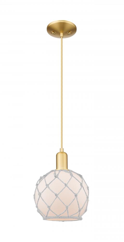 Farmhouse Rope - 1 Light - 8 inch - Satin Gold - Cord hung - Mini Pendant