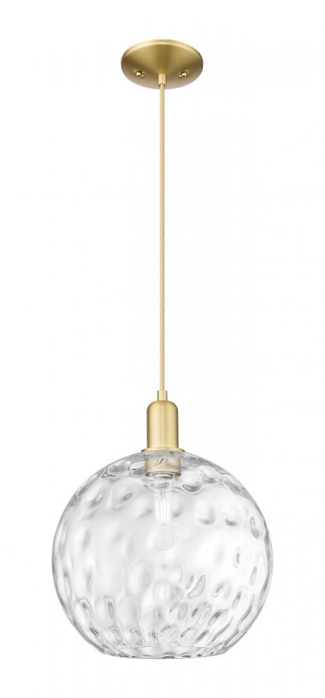 Athens Water Glass - 1 Light - 12 inch - Satin Gold - Cord hung - Mini Pendant