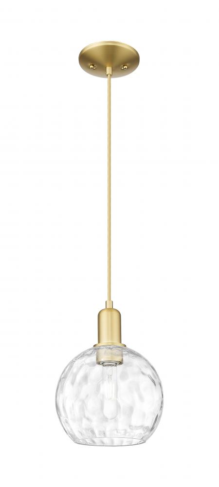Athens Water Glass - 1 Light - 8 inch - Satin Gold - Cord hung - Mini Pendant