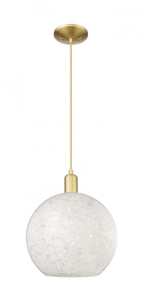 White Mouchette - 1 Light - 12 inch - Satin Gold - Cord hung - Mini Pendant