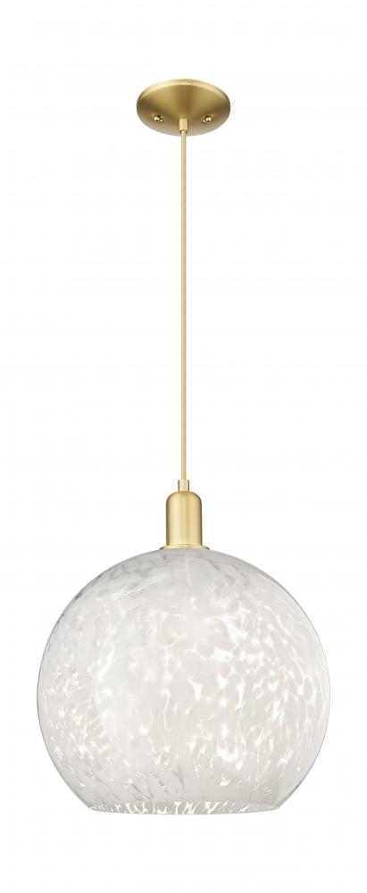 White Mouchette - 1 Light - 14 inch - Satin Gold - Cord hung - Mini Pendant