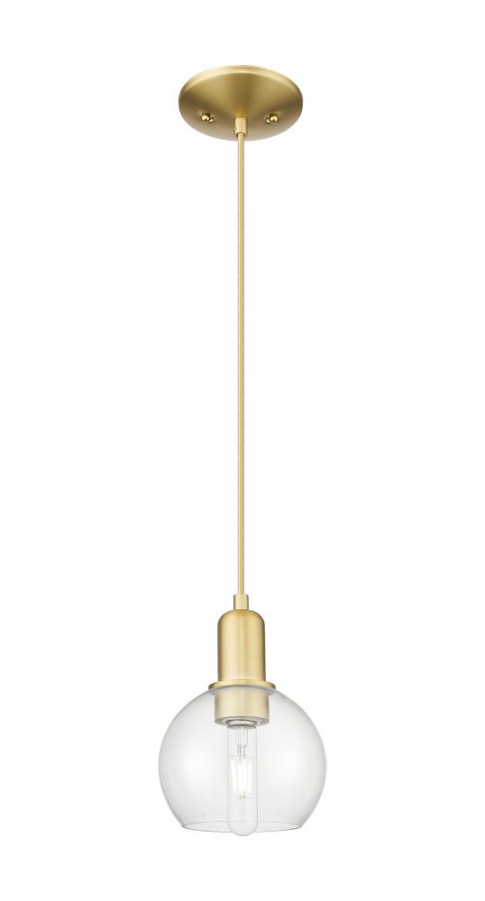 Athens - 1 Light - 6 inch - Satin Gold - Cord hung - Mini Pendant