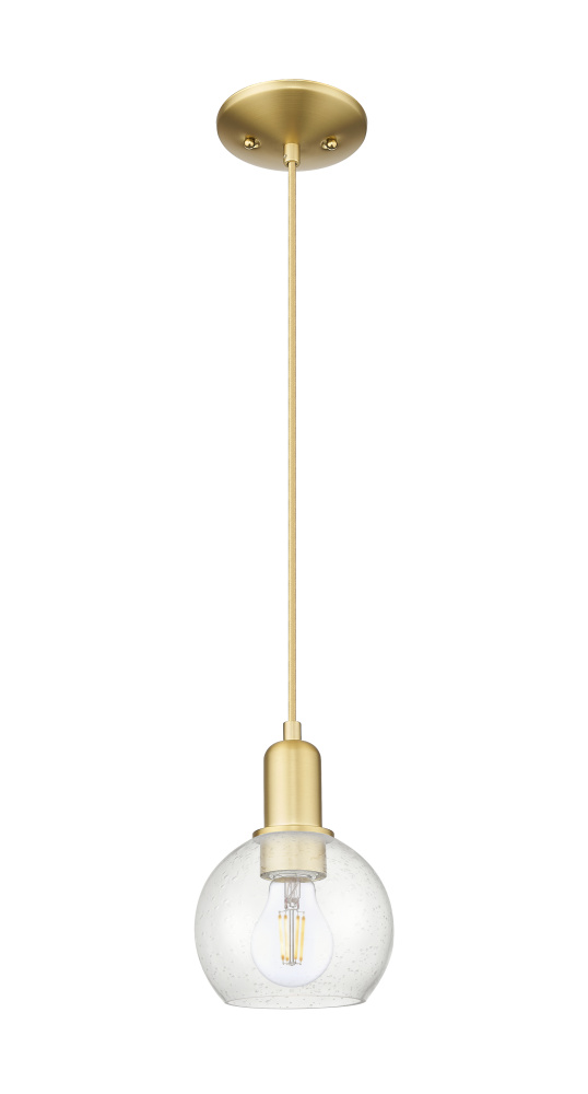 Athens - 1 Light - 6 inch - Satin Gold - Cord hung - Mini Pendant