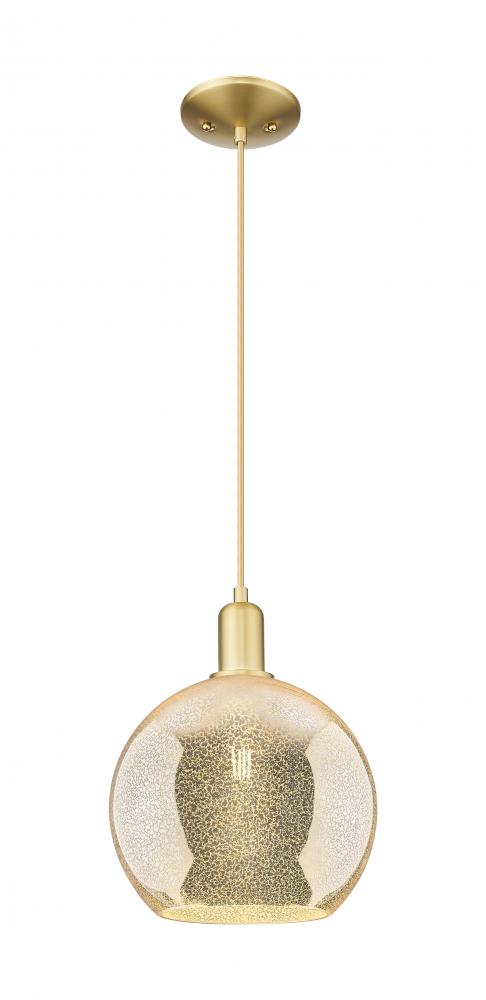 Athens - 1 Light - 10 inch - Satin Gold - Cord hung - Mini Pendant