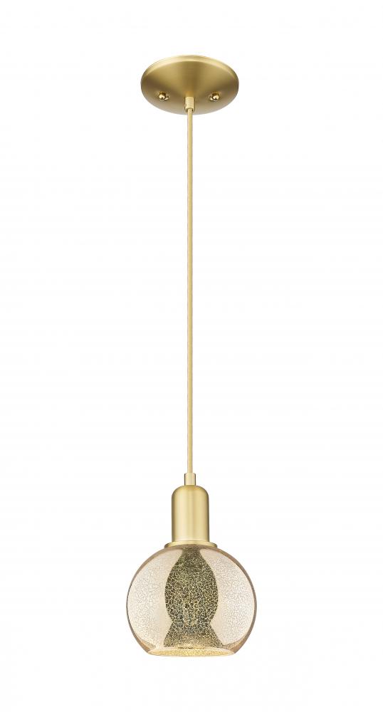 Athens - 1 Light - 6 inch - Satin Gold - Cord hung - Mini Pendant