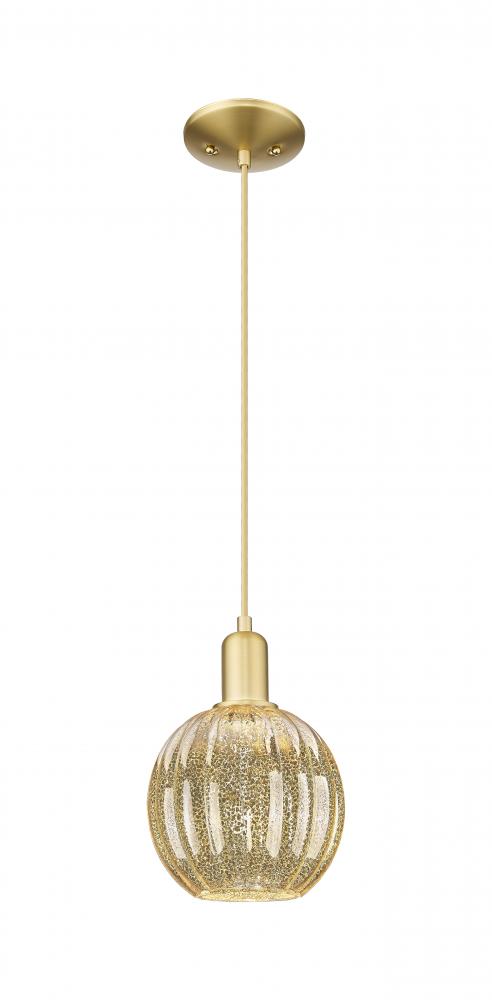 Preston Globe - 1 Light - 6 inch - Satin Gold - Cord hung - Mini Pendant