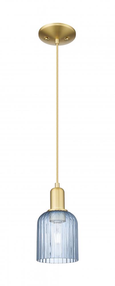 Bridal Veil - 1 Light - 6 inch - Satin Gold - Cord hung - Mini Pendant