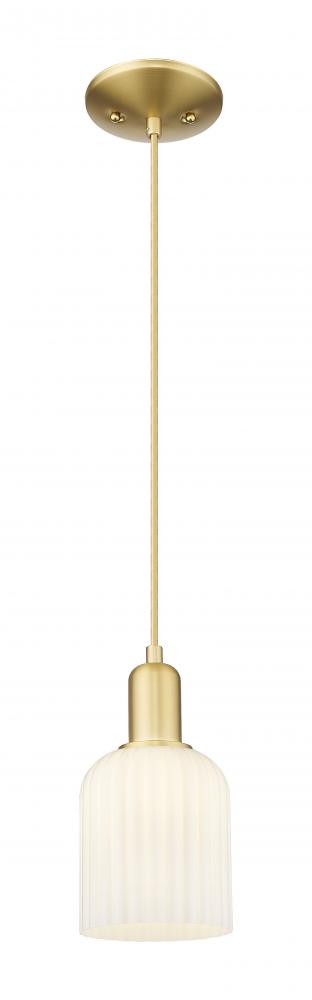 Bridal Veil - 1 Light - 6 inch - Satin Gold - Cord hung - Mini Pendant