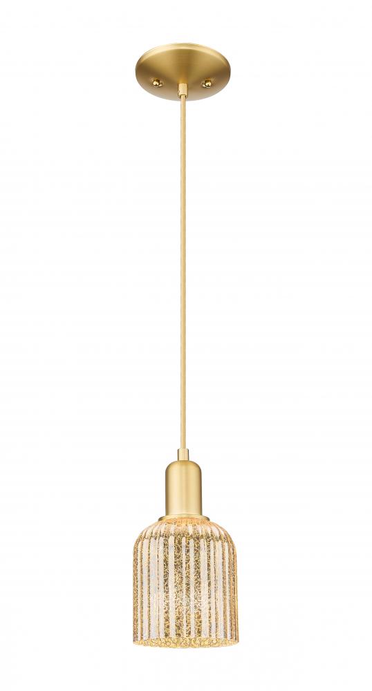 Bridal Veil - 1 Light - 6 inch - Satin Gold - Cord hung - Mini Pendant