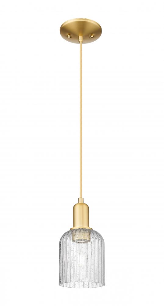 Bridal Veil - 1 Light - 6 inch - Satin Gold - Cord hung - Mini Pendant