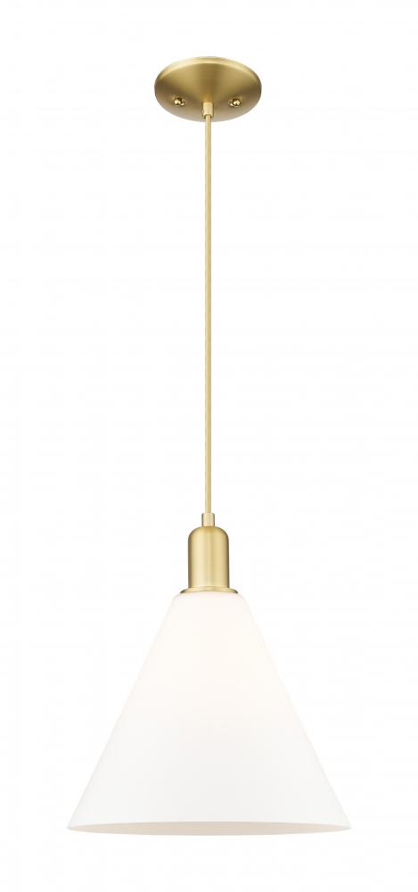 Berkshire Glass - 1 Light - 12 inch - Satin Gold - Cord hung - Mini Pendant