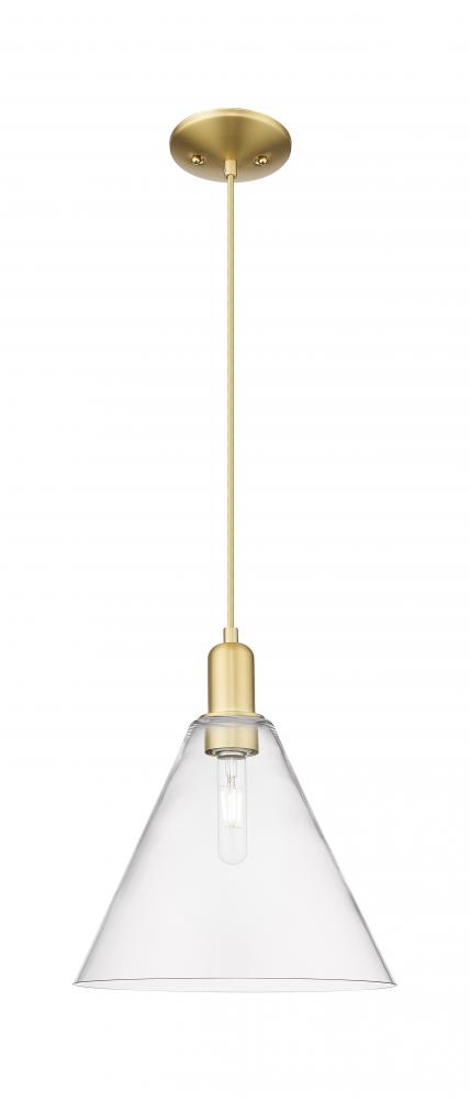 Berkshire Glass - 1 Light - 12 inch - Satin Gold - Cord hung - Mini Pendant