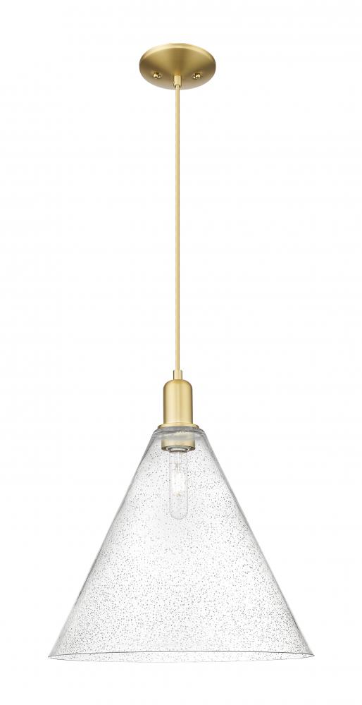 Berkshire Glass - 1 Light - 16 inch - Satin Gold - Cord hung - Mini Pendant