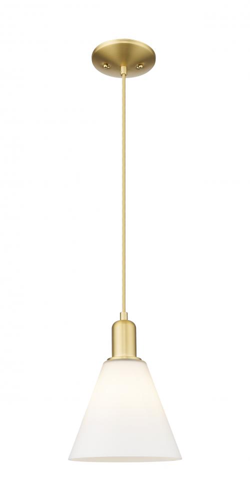 Berkshire Glass - 1 Light - 8 inch - Satin Gold - Cord hung - Mini Pendant