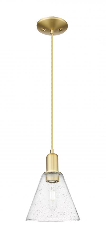 Berkshire Glass - 1 Light - 8 inch - Satin Gold - Cord hung - Mini Pendant