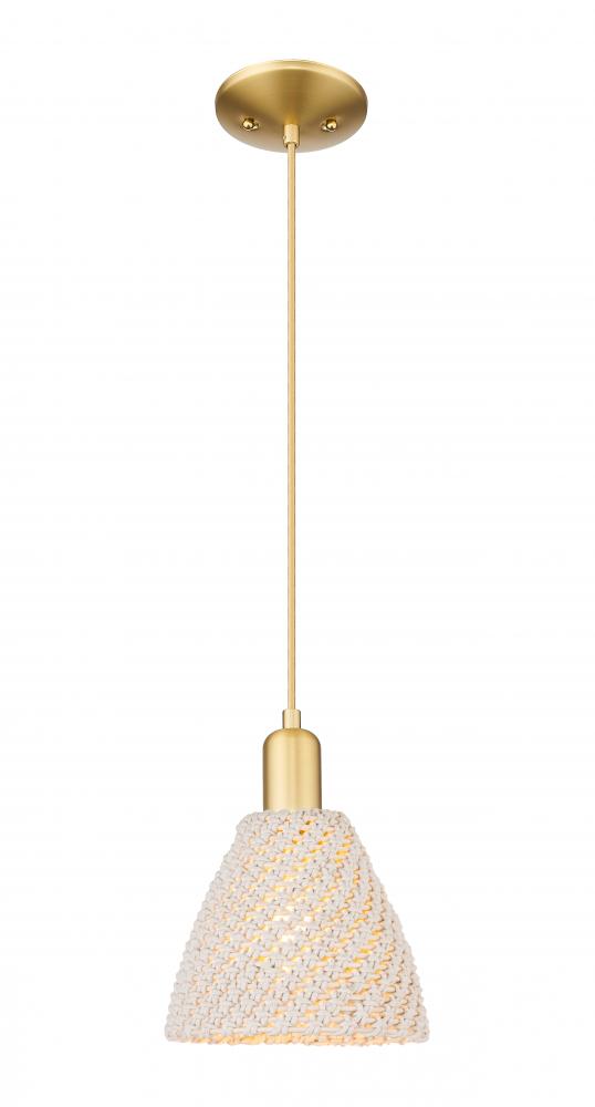 Bristol Natural - 1 Light - 6 inch - Satin Gold - Cord hung - Mini Pendant