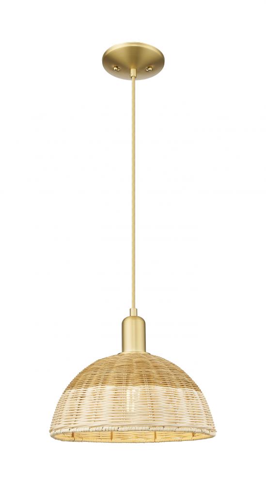 Natural Ballston Dome - 1 Light - 6 inch - Satin Gold - Cord hung - Mini Pendant