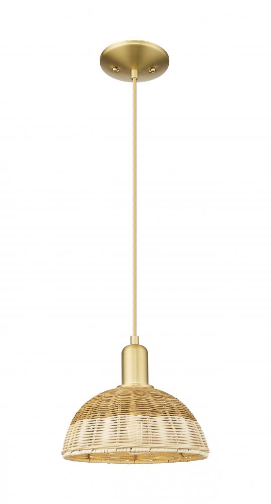 Natural Ballston Dome - 1 Light - 6 inch - Satin Gold - Cord hung - Mini Pendant