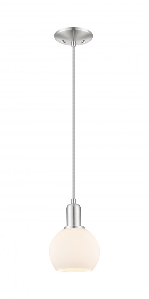 Athens - 1 Light - 6 inch - Brushed Satin Nickel - Cord hung - Mini Pendant