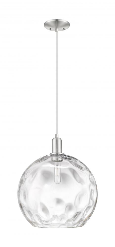 Athens Water Glass - 1 Light - 13 inch - Brushed Satin Nickel - Cord hung - Mini Pendant
