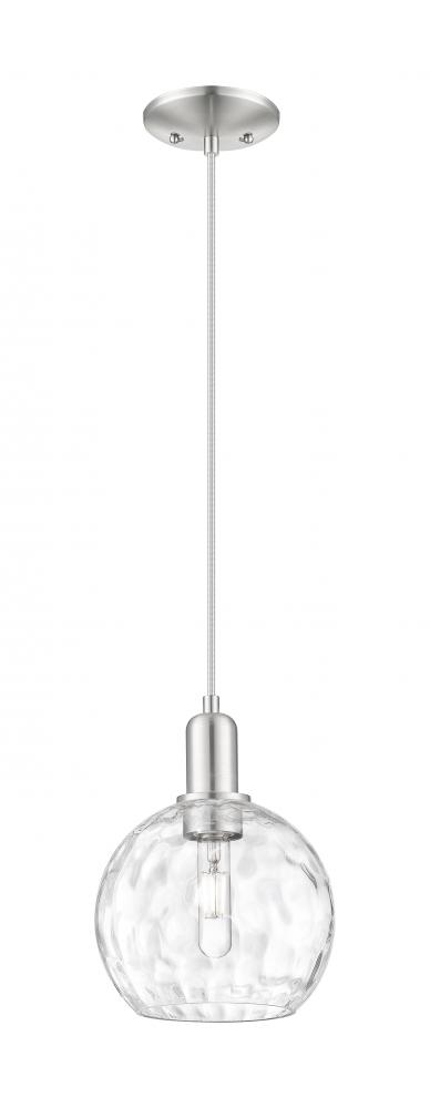 Athens Water Glass - 1 Light - 8 inch - Brushed Satin Nickel - Cord hung - Mini Pendant