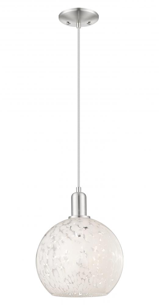 White Mouchette - 1 Light - 10 inch - Brushed Satin Nickel - Cord hung - Mini Pendant