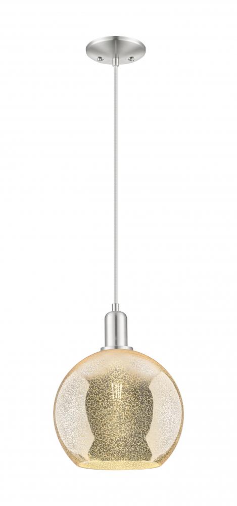 Athens - 1 Light - 10 inch - Brushed Satin Nickel - Cord hung - Mini Pendant