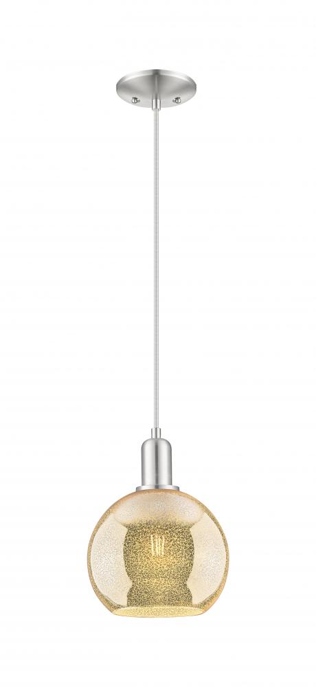 Athens - 1 Light - 8 inch - Brushed Satin Nickel - Cord hung - Mini Pendant
