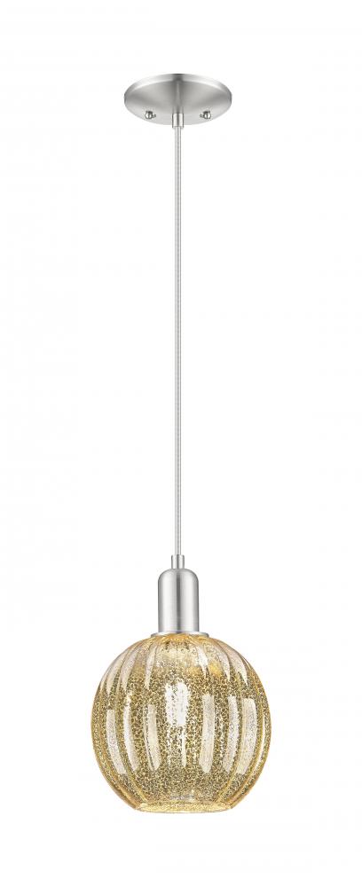 Preston Globe - 1 Light - 6 inch - Brushed Satin Nickel - Cord hung - Mini Pendant