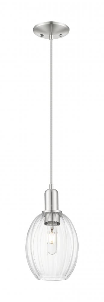 Preston Bulb - 1 Light - 6 inch - Brushed Satin Nickel - Cord hung - Mini Pendant