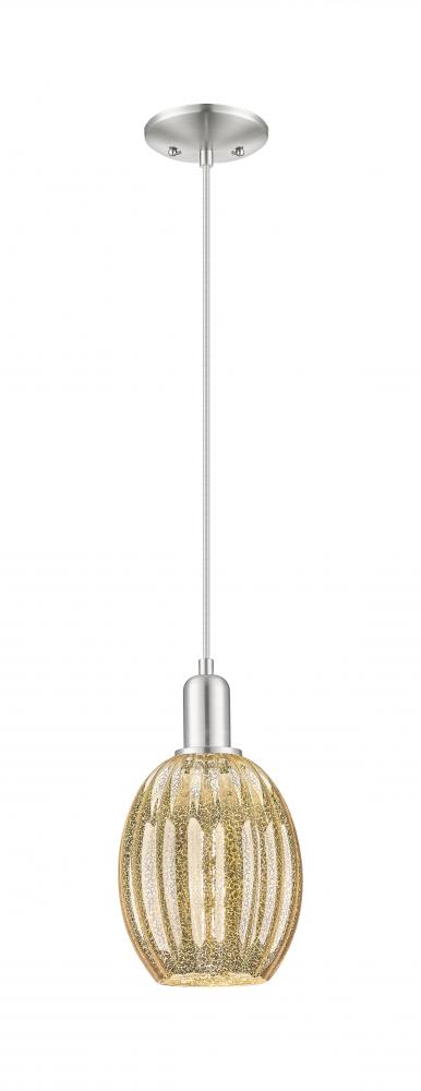 Preston Bulb - 1 Light - 6 inch - Brushed Satin Nickel - Cord hung - Mini Pendant