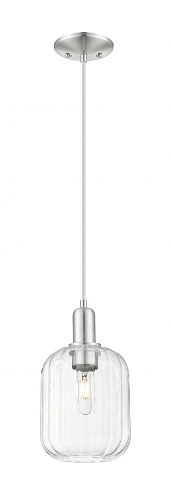 Preston Cylinder - 1 Light - 6 inch - Brushed Satin Nickel - Cord hung - Mini Pendant