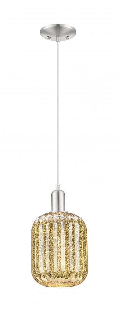 Preston Cylinder - 1 Light - 6 inch - Brushed Satin Nickel - Cord hung - Mini Pendant