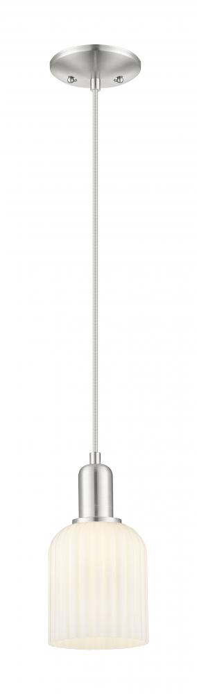 Bridal Veil - 1 Light - 6 inch - Brushed Satin Nickel - Cord hung - Mini Pendant