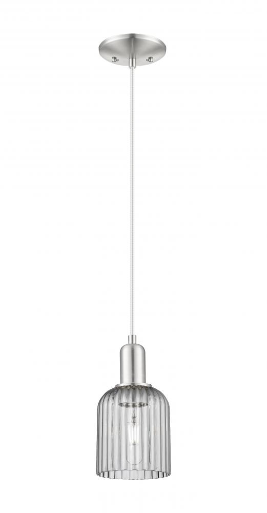 Bridal Veil - 1 Light - 6 inch - Brushed Satin Nickel - Cord hung - Mini Pendant