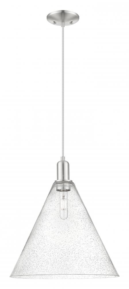 Berkshire Glass - 1 Light - 16 inch - Brushed Satin Nickel - Cord hung - Mini Pendant