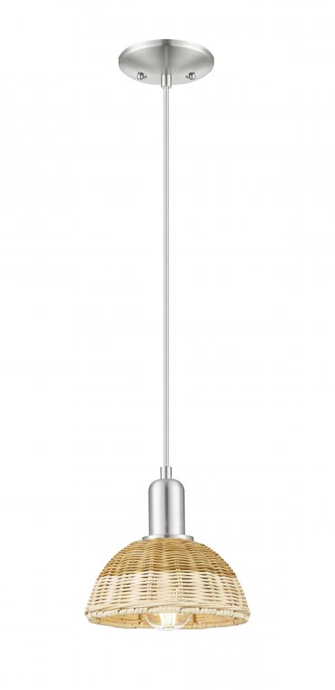 Natural Ballston Dome - 1 Light - 6 inch - Brushed Satin Nickel - Cord hung - Mini Pendant