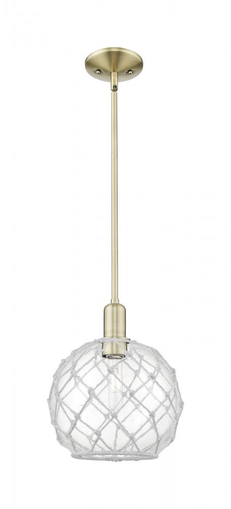 Farmhouse Rope - 1 Light - 10 inch - Antique Brass - Stem hung - Mini Pendant