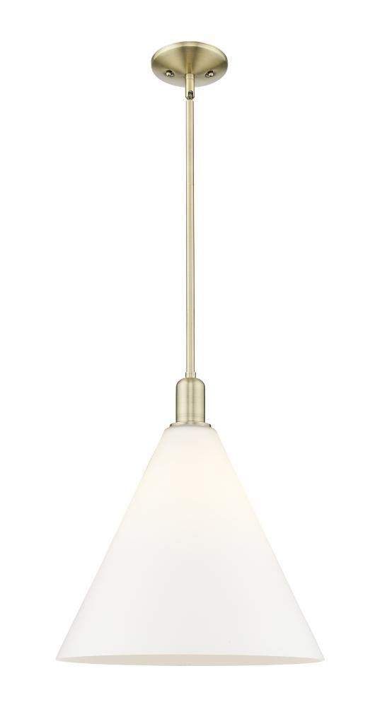 Berkshire Glass - 1 Light - 16 inch - Antique Brass - Stem hung - Mini Pendant